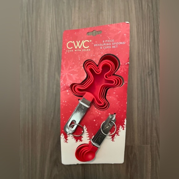 CWC 8 piece Holiday Red Measuring Spoons & Cups Set -NWT - Picture 1 of 3